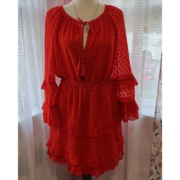 Tory Burch Short Tiered Ruffle Skirt in Red Size M - Picture 4 of 4